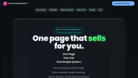 Screenshot preview of One Page Method