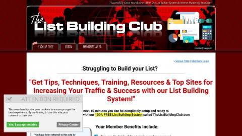 Screenshot preview of The List Building Club