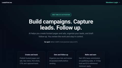 Screenshot preview of LeadsFind