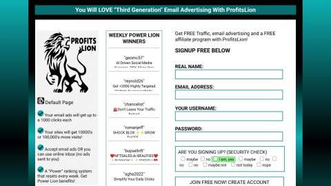 Screenshot preview of profitslion
